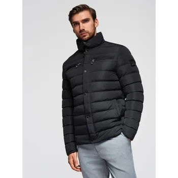 Pánská casual bunda Ombre Clothing Černá přechodná bunda se stojáčkem V1 JALP-0260