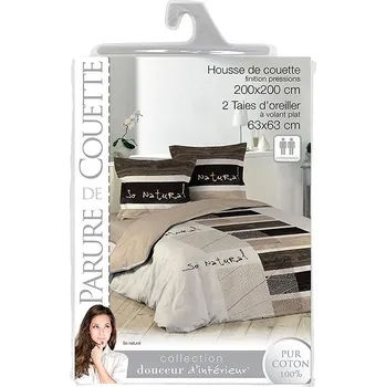 Povlečení Douceur d'intérieur Bavlněné povlečení, oboustranné, 200 x 200 cm, béžové