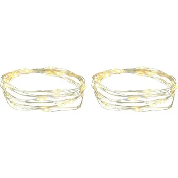 Vánoční dekorace LAALU LED drátek stříbrný blikající, 1,9 m, teplá bílá 2 ks