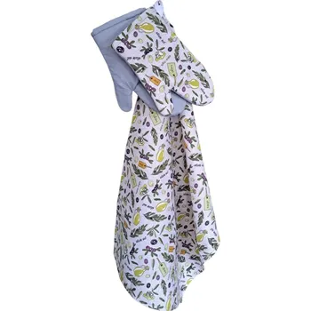 Chňapka Sada Kuchyňské chňapky + utěrka - olivy