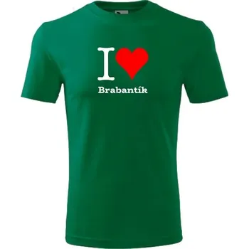 Chlapecké oblečení Zelené dětské tričko I love Brabantík - dárek pro malého pejskaře / pejskařku - barva zelená - velikost 10let