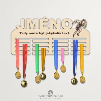 věšák na medaile WoodenPuzzle.cz Věšák na medaile - sprint - muž Velikost: 30 cm