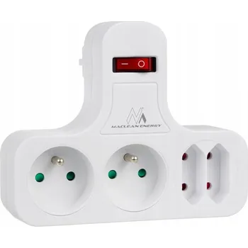 vypínač a zásuvka Elektrická zásuvka rozbočka Maclean 4 zásuvky s uzemněním, bílá