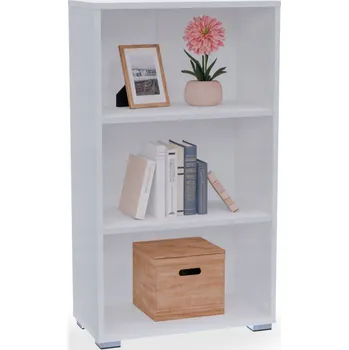 Knihovna REGÁL na knihy, pořadače, otevřený, nízký, bílý 60x106 Luis