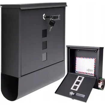 Poštovní schránka Velká poštovní schránka na dopisy, noviny, letáky, poštu formátu A4, šedá antracit