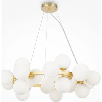 MAYTONI Závěsné svítidlo Dallas 28W matná bílá/mosaz kov/sklo designové - MAYTONI M MOD545PL-25BS