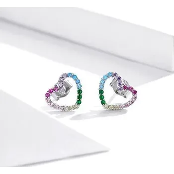 Náušnice Prosperk Stříbrné náušnice barevná srdíčka S2472