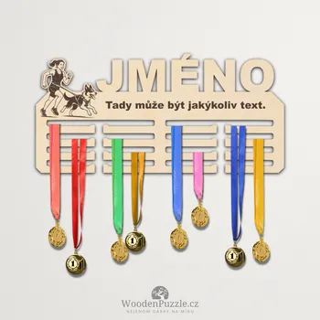 věšák na medaile WoodenPuzzle.cz Věšák na medaile - canicross - žena Velikost: 30 cm