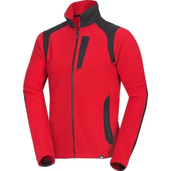 Pánská mikina Northfinder Pánský trekingový technický svetr se zesílenými částmi SZYMON, rudá, S