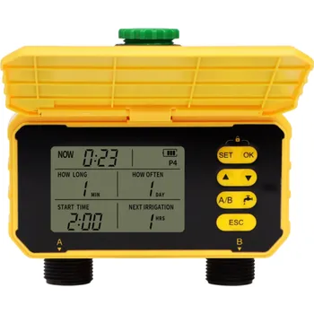 Zavlažovač Solární automatický zavlažovací časovač s LCD displejem USB C nabíjení 2 výtoky Inteligentní systém zavlažování zahrady květin