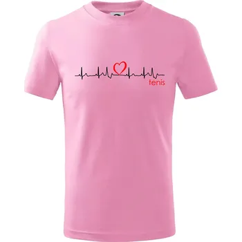 Moje srdce bije pro tenis - Tričko dětské bavlněné - 146 cm/10 let ( Růžová )