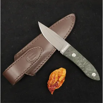 Pracovní nůž Maserin Small Damascus Fixed Blade Green Carbon Knife