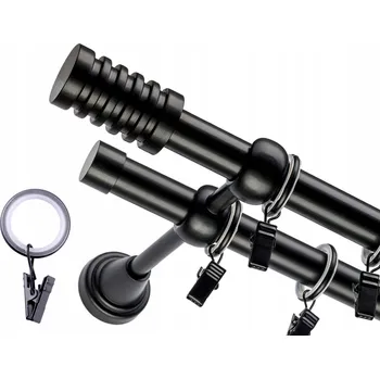 Garnýž GARNÝŽ DVOJITÁ 180 CM 19+19MM NOVUM GARNÝŽ ČERNÁ BÍLÁ MNOHO KONCŮ