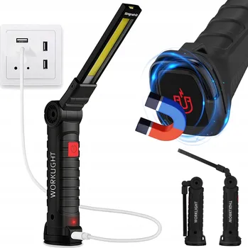 Svítilna Akumulátorová svítilna černá ABS 240 lm s hákem a magnetem