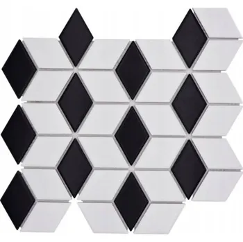 Dlažba Keramická mozaika, kosočtverce bílo-černé
