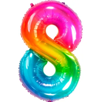 Balónek Folat Fóliové číslo 8 duhové, 81 cm