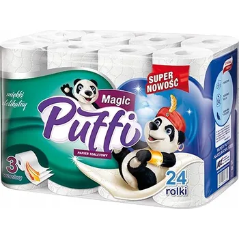 Toaletní papír Suchý toaletní papír bez vůně Puffi 24 ks