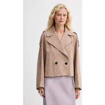 Dámský kabát Semišový kabát Weekend Max Mara MAGA béžová barva, 2525446061600 80X, vel. 36