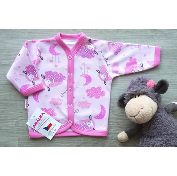 Kojenecká bunda AMÁLKA Bavlněný propínací kabátek, růžové ovečky Velikost: 74