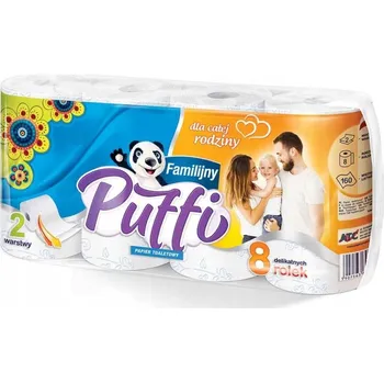 Toaletní papír Suchý toaletní papír bez vůně Puffi 8 ks