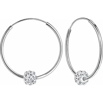 Náušnice Nefertitis 11809 Stříbrné 25 mm KRUHY s třpytivou kuličkou Crystal 2,5 cm, 2,2 g Stříbrné