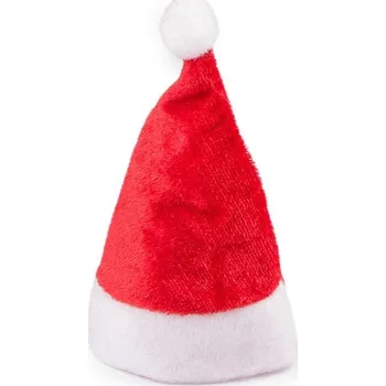 Vánoční dekorace Vánoční mini čepice plyšová - červená (10 ks)