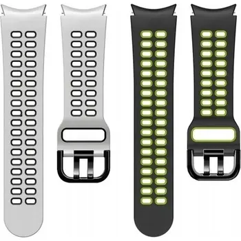 Řemínek na hodinky Řemínek pro Samsung Galaxy Watch4 Silikonový bílo-černý / černo-zelený