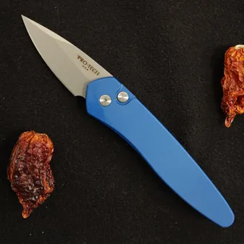 Bojový nůž Pro-Tech Half-Breed Stonewash blade Blue handle