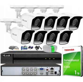 IP kamera Monitorovací sada pro 8 kamer 2Mpx Kroucená dvoulinka, rekordér, disk 1TB, detekce pohybu