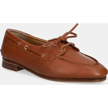 Dámské mokasíny Kožené mokasíny Bally dámské, hnědá barva, na plochém podpatku, WF002V WF002V.BU008.U8A7 88X, EUR 36