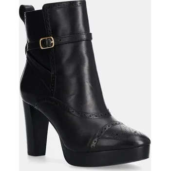 Dámské kozačky Kožené kotníkové boty Lauren Ralph Lauren Mckinsey dámské, černá barva, na podpatku, 802908331005 802908331005.001 99X, EUR 40
