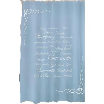 Prostěradlo Závěs do sprchy MSV GRASSE 180 x 200 cm + 12 háčků – modrý, PVC