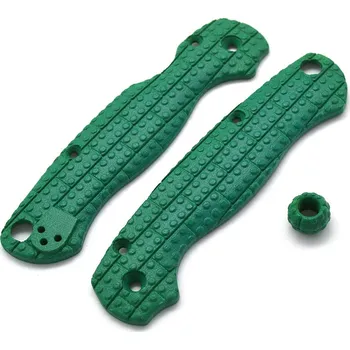 turistický batoh Chroma Scales Green Blocks střenky pro Spyderco Paramilitary 2 s korálkem na pletenec