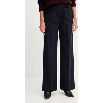 Dámské kalhoty Kalhoty s příměsí vlny Weekend Max Mara PETRA tmavomodrá barva, high waist, 2525136032600 59X, vel. 38