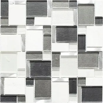 Obklad Skleněná mozaika, šedo-bílá dlaždice