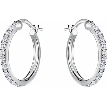 Náušnice 30455 Stříbrné 16 mm KRUHY se zirkony 1,6 cm, 1,84 g