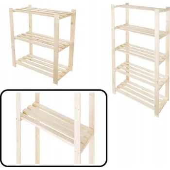 Dílenský regál Dřevěný skladový regál Stolmak 3 police 80 x 36 cm, nosnost 50 kg na polici