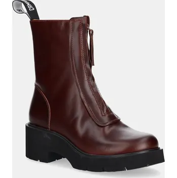 Dámské kozačky Kožené kotníkové boty Camper Milah dámské, hnědá barva, na plochém podpatku, K400776-007 K400776.007 88X, EUR 41