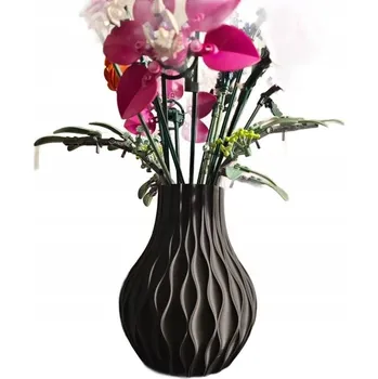 Váza Dekorativní váza na květiny, květiny Lego 17 cm - Černá