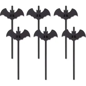 Papírová brčka černá Netopýři 12 ks