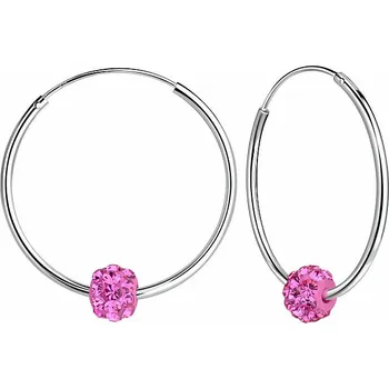 Náušnice Nefertitis 30387 Stříbrné 25 mm KRUHY s třpytivou kuličkou Rosé 2,5 cm, 2,2 g