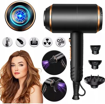 Fén Výkonný Fén na Vlasy Velký s Ionizací Studený Vzduch Difuzér