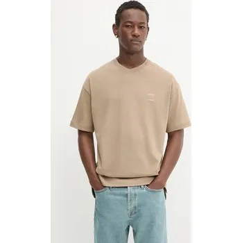 Pánské oblečení Bavlněné tričko Samsoe Samsoe JOEL M22300126 béžová 80B, vel. S
