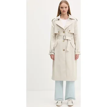 Dámský kabát Trench kabát Desigual PLEATED béžová barva, 25WWEW18 80X, vel. S