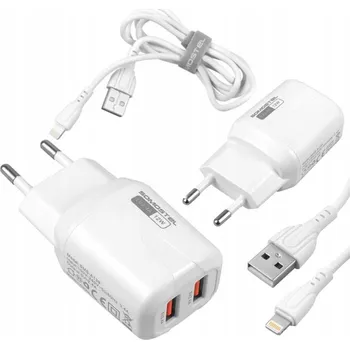 Rychlá síťová nabíječka 12W 2x USB + USB kabel s konektorem Lightning pro iPhone 1m