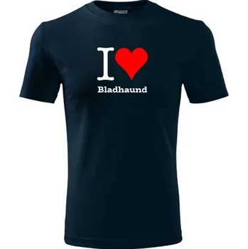 Chlapecké tričko Tmavě modré dětské tričko I love Bladhaund - dárek pro malého pejskaře / pejskařku - barva tmavě modrá - velikost 10let