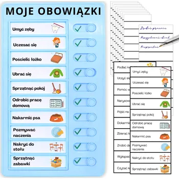 Obraz TABULKA POVINNOSTÍ MOTIVAČNÍ SEZNAM PRO DĚTI V POLŠTINĚ MOJE + 13 LISTŮ