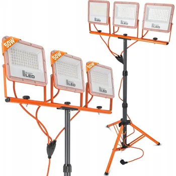 Halogenový LED stavební reflektor na stativu 3x 50W 16500 lm lampa na stojanu