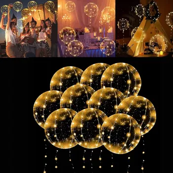 Balónek Sada 10 LED balónků s heliem Bobo Balónky na VALENTÝNA svatba 61 cm