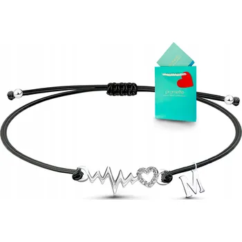 Náramek Stříbrný náramek na šňůrce linie života s tvým písmenem Ag 925 krabička